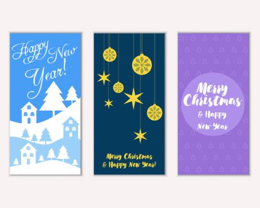 Renkli Noel kartları ile yeni yıl süslemeleri, illüstrasyon vektör