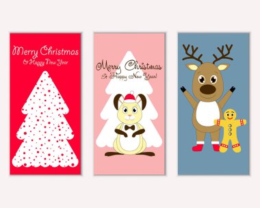 Renkli Noel kartları ile yeni yıl süslemeleri, illüstrasyon vektör