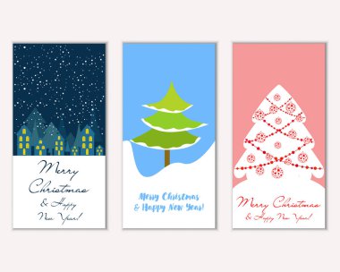 vektör çizim kış tatil tebrik kartları