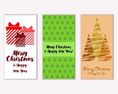 Mutlu Noeller ve mutlu yeni yıl tebrik kartları. Vektör çizim   
