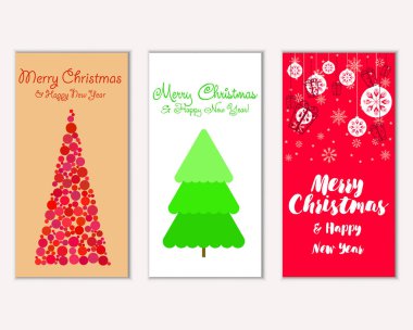 Mutlu Noeller ve mutlu yeni yıl tebrik kartları. Vektör çizim   