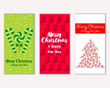 mutlu Noeller ve mutlu yeni yıl tebrik kartları vektör çizim