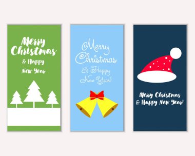 mutlu Noeller ve mutlu yeni yıl tebrik kartları vektör çizim