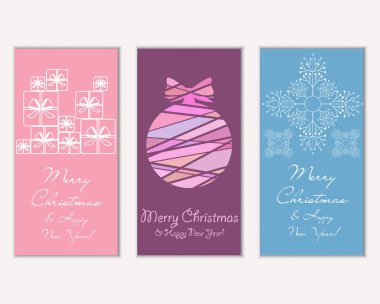 Renkli Noel kartları ile yeni yıl süslemeleri, illüstrasyon vektör