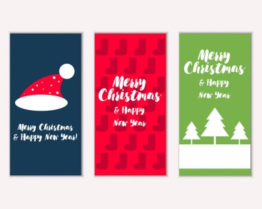 mutlu Noeller ve mutlu yeni yıl tebrik kartları vektör çizim