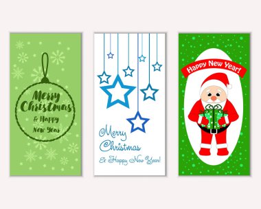 mutlu Noeller ve mutlu yeni yıl tebrik kartları vektör çizim