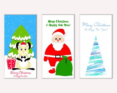 Renkli Noel kartları yılbaşı süslemeleri ve Noel Baba vektör çizim ile