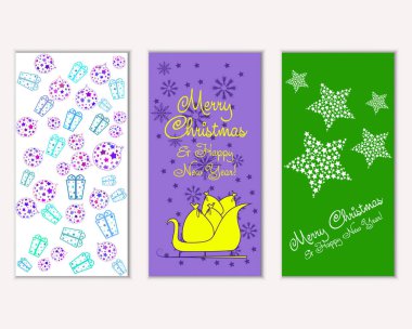 vektör çizim kış tatil tebrik kartları