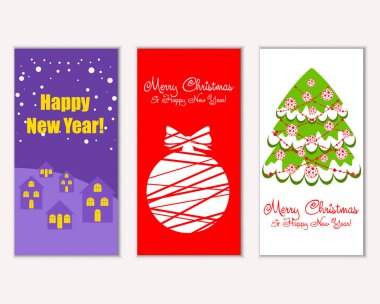mutlu Noeller ve mutlu yeni yıl tebrik kartları vektör çizim