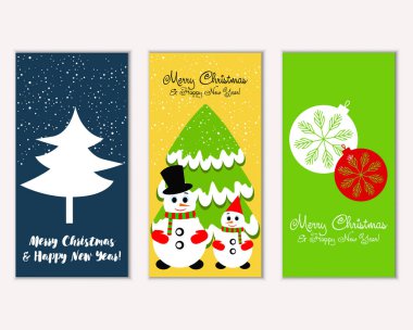 mutlu Noeller ve mutlu yeni yıl tebrik kartları vektör çizim
