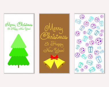Mutlu Noeller ve mutlu yeni yıl tebrik kartları. Vektör çizim   