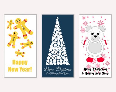 vektör çizim kış tatil tebrik kartları