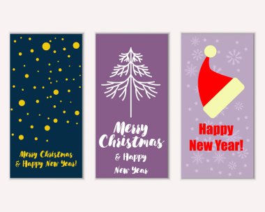 vektör çizim kış tatil tebrik kartları