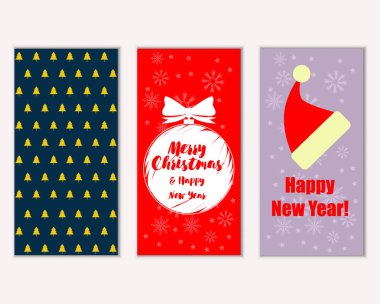 mutlu Noeller ve mutlu yeni yıl tebrik kartları vektör çizim   