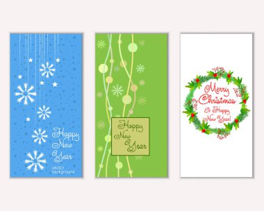 Renkli Noel kartları ile yeni yıl süslemeleri, illüstrasyon vektör