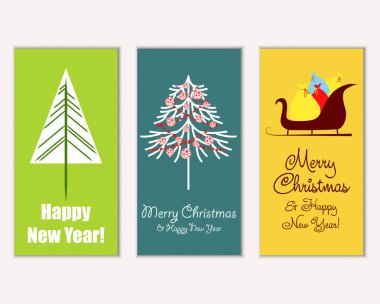 mutlu Noeller ve mutlu yeni yıl tebrik kartları vektör çizim