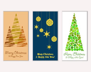 vektör çizim kış tatil tebrik kartları