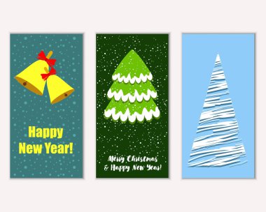 vektör çizim kış tatil tebrik kartları