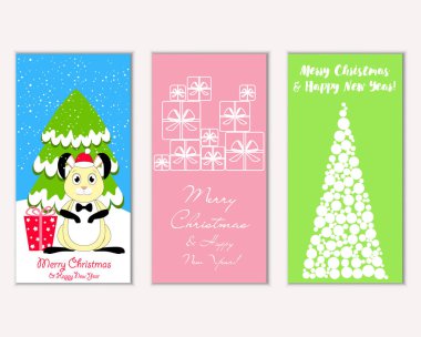 Renkli Noel kartları ile yeni yıl süslemeleri, illüstrasyon vektör