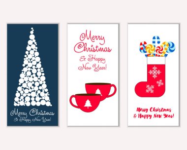 vektör çizim kış tatil tebrik kartları