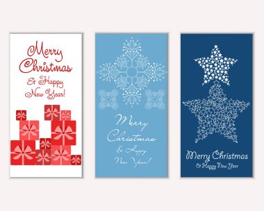 Mutlu Noeller ve mutlu yeni yıl tebrik kartları. Vektör çizim   