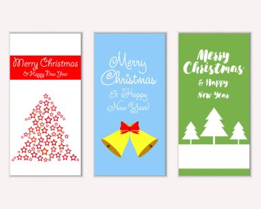 mutlu Noeller ve mutlu yeni yıl tebrik kartları vektör çizim