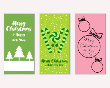 mutlu Noeller ve mutlu yeni yıl tebrik kartları vektör çizim