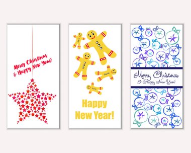 vektör çizim kış tatil tebrik kartları