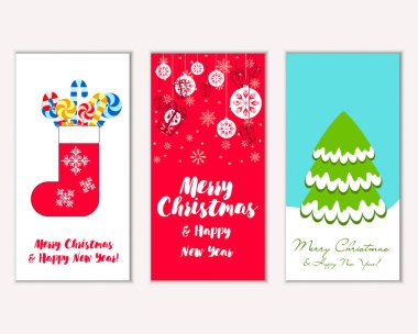 vektör çizim kış tatil tebrik kartları