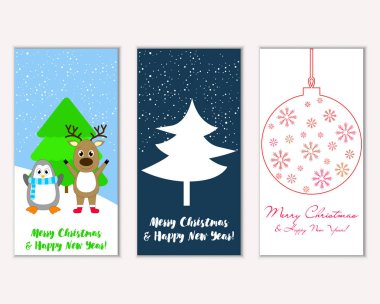 vektör çizim kış tatil tebrik kartları