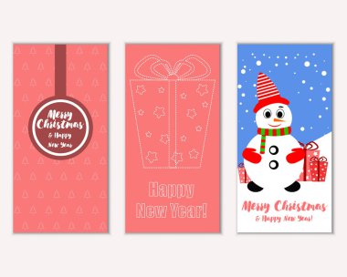 mutlu Noeller ve mutlu yeni yıl tebrik kartları vektör çizim       