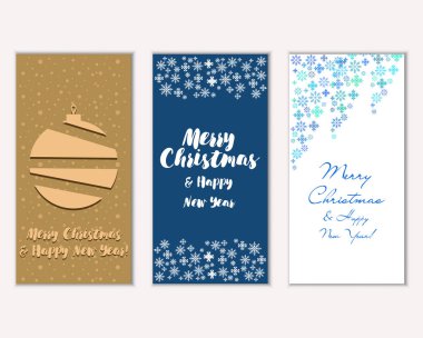 mutlu Noeller ve mutlu yeni yıl tebrik kartları vektör çizim
