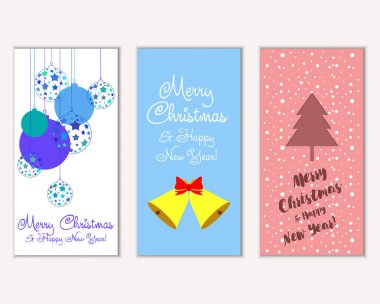 Renkli Noel kartları ile yeni yıl süslemeleri, illüstrasyon vektör