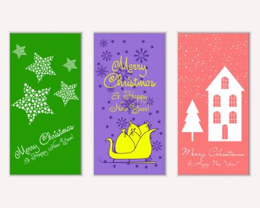 vektör çizim kış tatil tebrik kartları