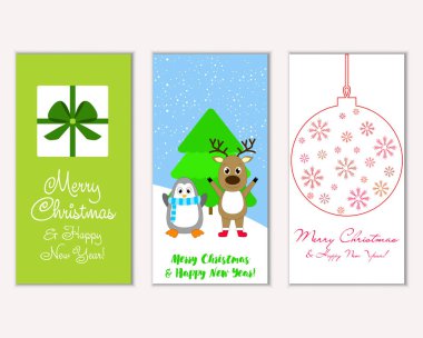 vektör çizim kış tatil tebrik kartları