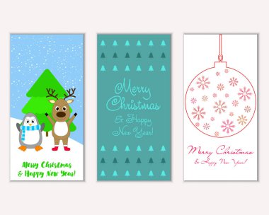 vektör çizim kış tatil tebrik kartları