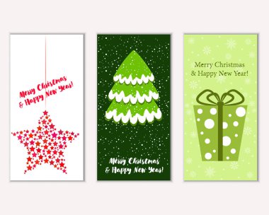 vektör çizim kış tatil tebrik kartları