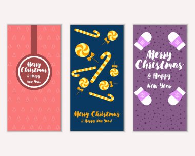 mutlu Noeller ve mutlu yeni yıl tebrik kartları vektör çizim       