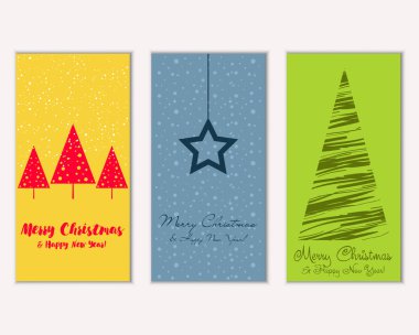 Mutlu Noeller ve mutlu yeni yıl tebrik kartları. Vektör çizim     
