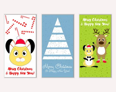 Renkli Noel kartları ile yeni yıl süslemeleri, illüstrasyon vektör