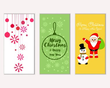 mutlu Noeller ve mutlu yeni yıl tebrik kartları vektör çizim