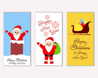 vektör çizim kış tatil tebrik kartları