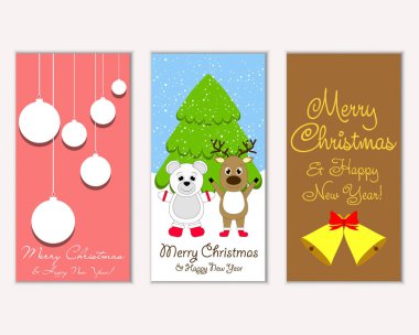 vektör çizim kış tatil tebrik kartları