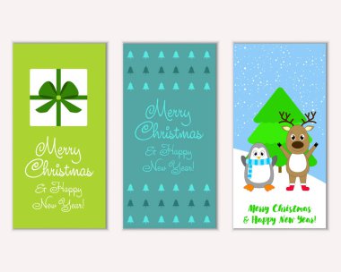 vektör çizim kış tatil tebrik kartları