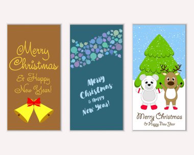 vektör çizim kış tatil tebrik kartları