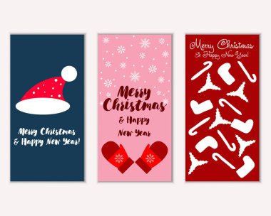 Renkli Noel kartları ile yeni yıl süslemeleri, illüstrasyon vektör