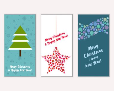 vektör çizim kış tatil tebrik kartları