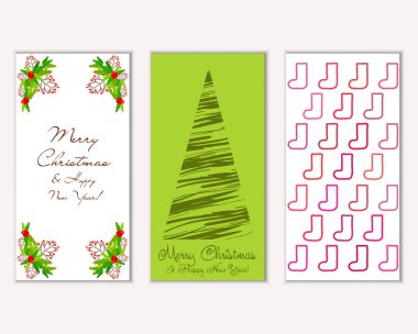 Mutlu Noeller ve mutlu yeni yıl tebrik kartları. Vektör çizim     