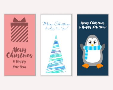 Renkli Noel kartları ile yeni yıl süslemeleri, illüstrasyon vektör