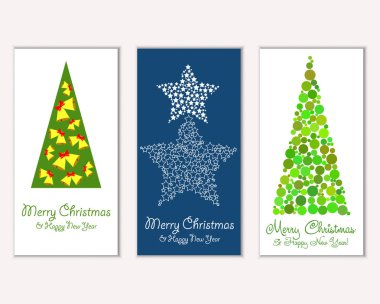 Mutlu Noeller ve mutlu yeni yıl tebrik kartları. Vektör çizim   